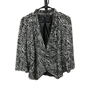 Notations Zebra Print Blazer Jacket S Womens Black White